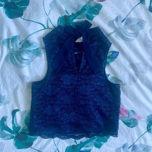 Elegant Formal/Grad Blue Lace Top and Skirt Set